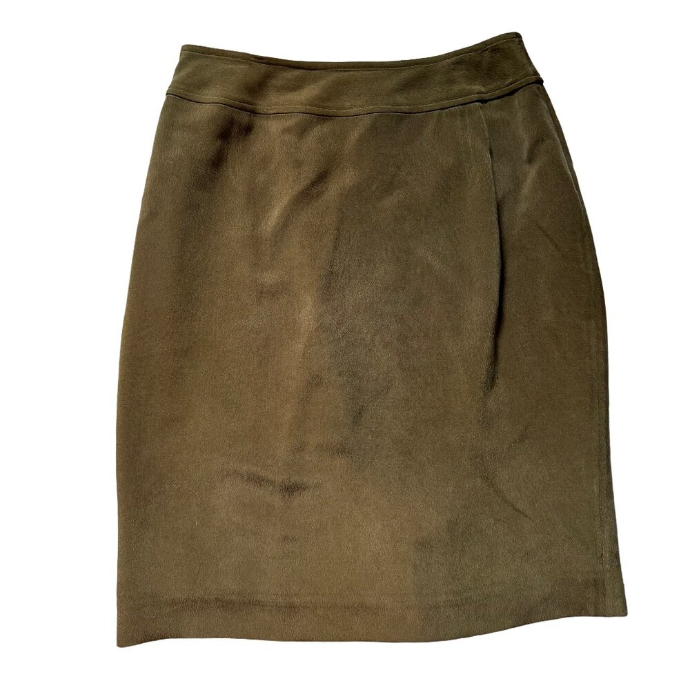 Vintage Jones New York 100% Silk Mini Skirt - Olive